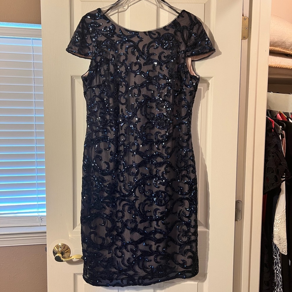 Calvin Klein Navy Sequin Cocktail Dress